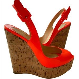 Neon orange une plume Christian louboutin wedges